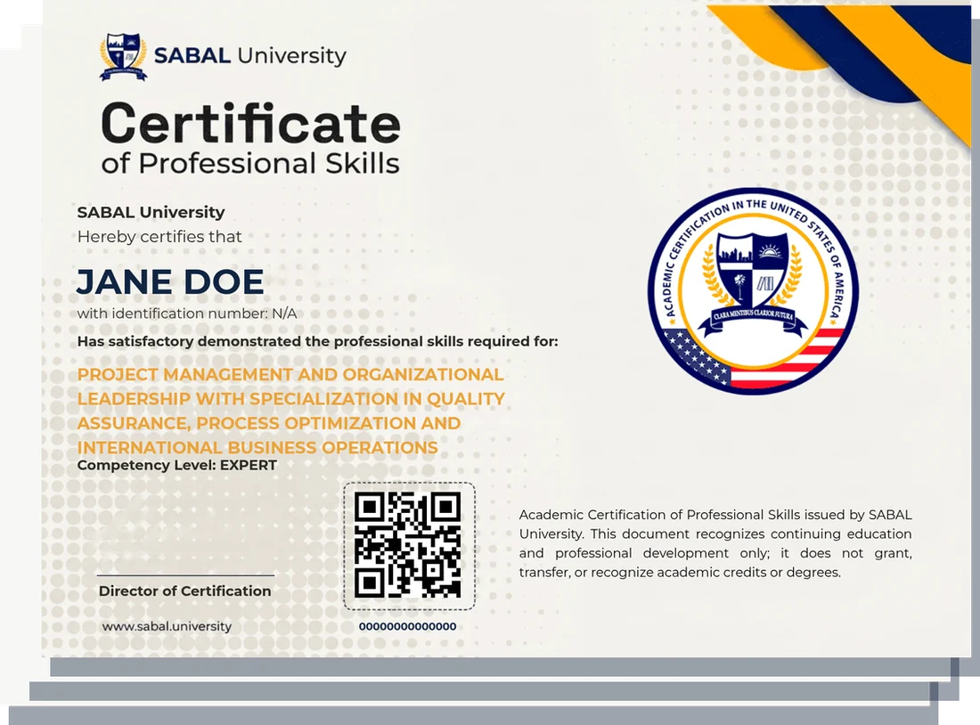 Sample: Certificate of professional skills