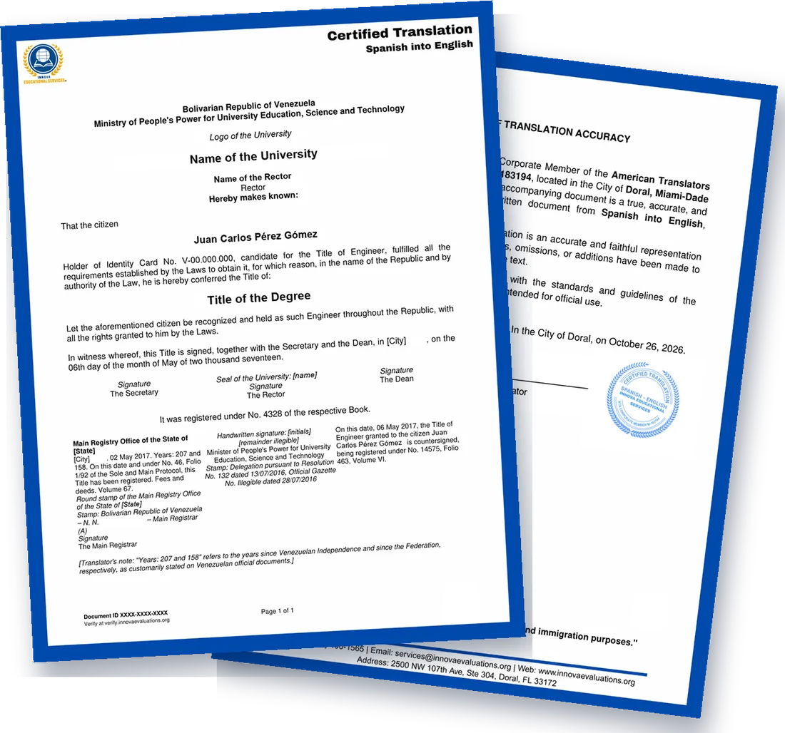 Sample: ATA certified translation