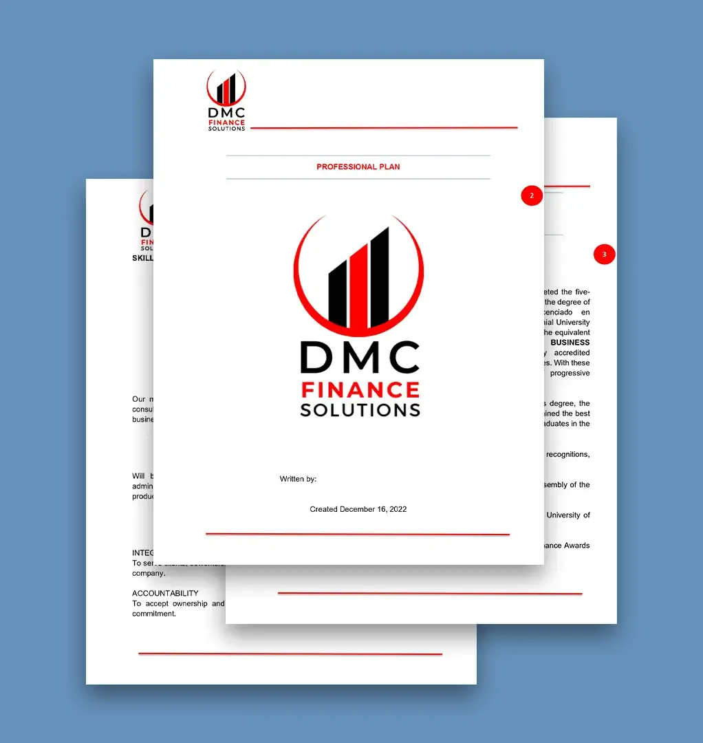 Documento con logo de diseño de DMC Soluciones Financieras.